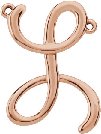 14K Rose Script Initial L Necklace Center