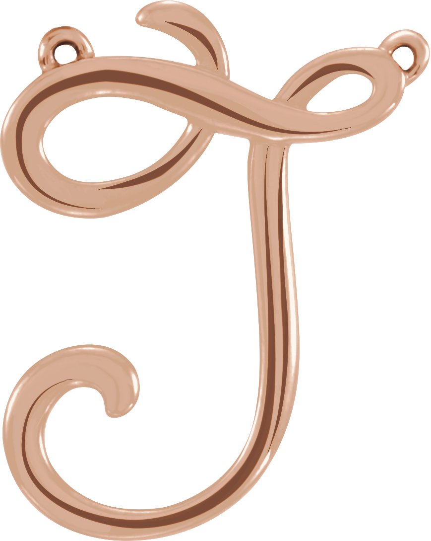 14K Rose Script Initial J Necklace Center