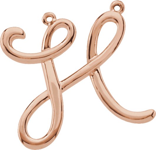 14K Rose Script Initial H Necklace Center