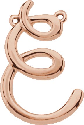 14K Rose Script Initial E Necklace Center