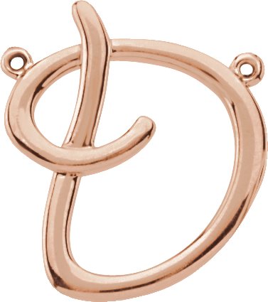 14K Rose Script Initial D Necklace Center