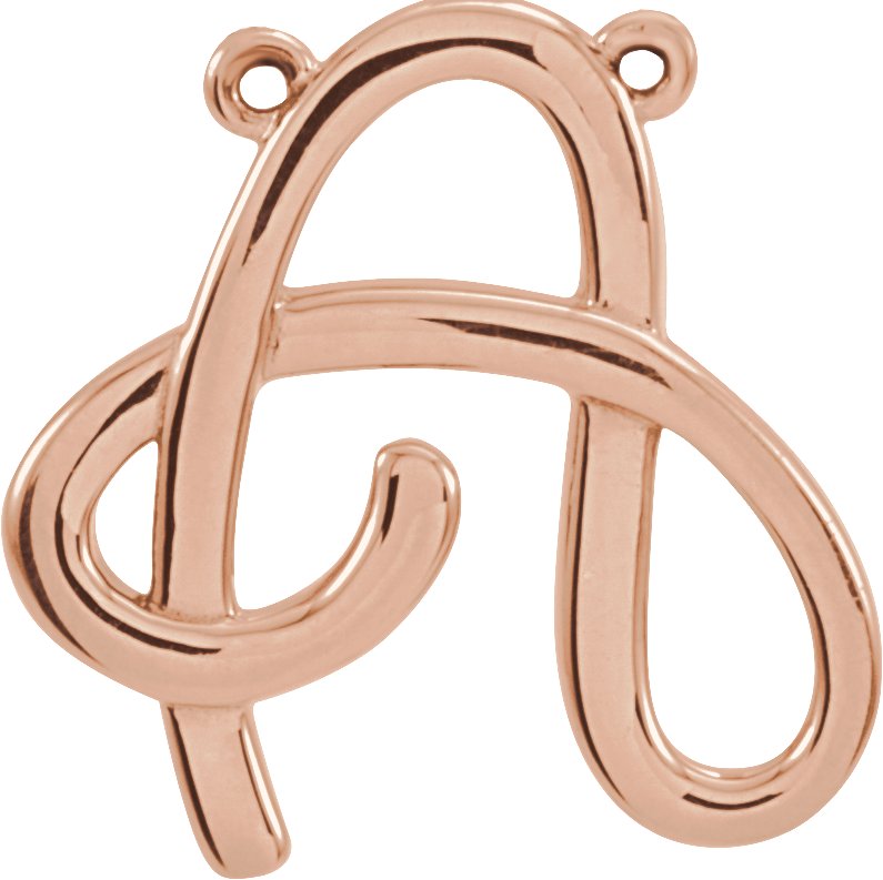 14K Rose Script Initial A Necklace Center