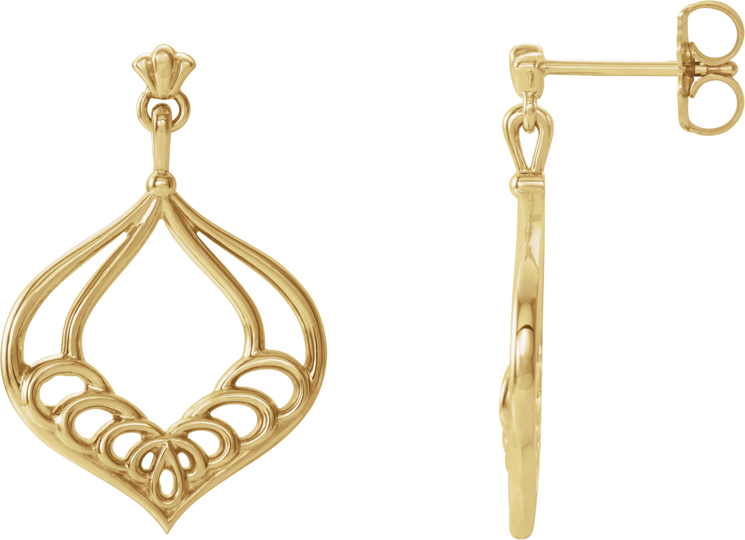 14K Yellow Vintage-Inspired Dangle Earrings   