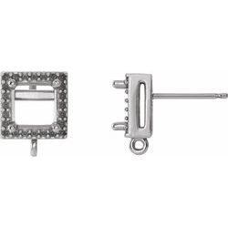 Square 4-Prong Halo-Style Earring with Jump Ring