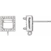 Square 4-Prong Halo-Style Earring Tops