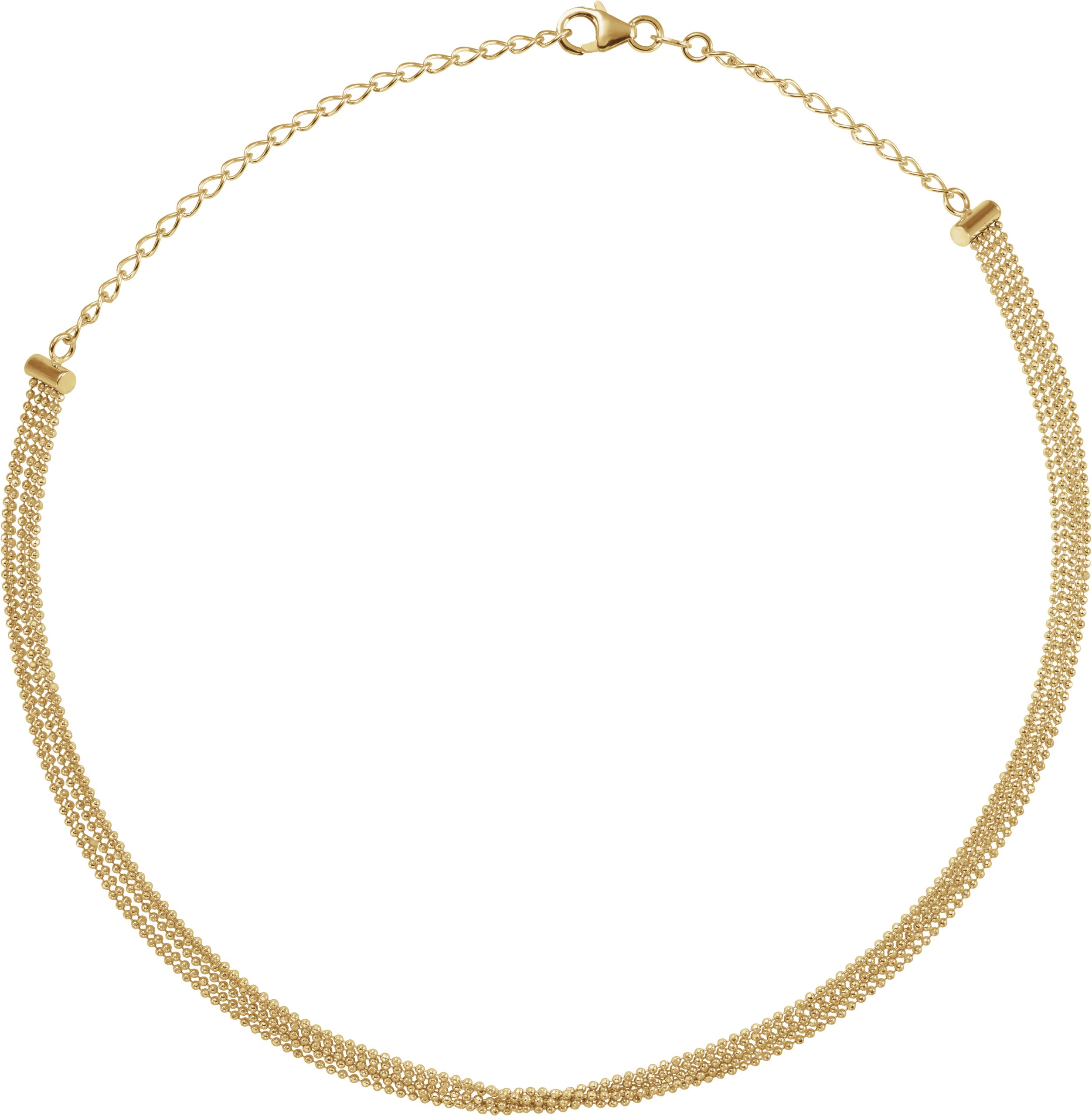 14K Yellow 5-Strand Bead Chain 13-16" Choker 