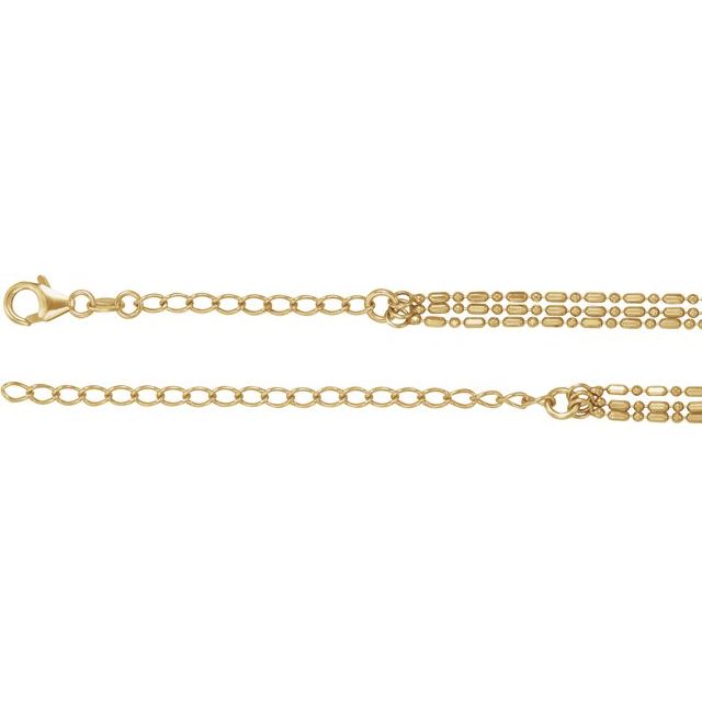 14K Yellow Adjustable 3-Strand Bead 13-16 Necklace  
