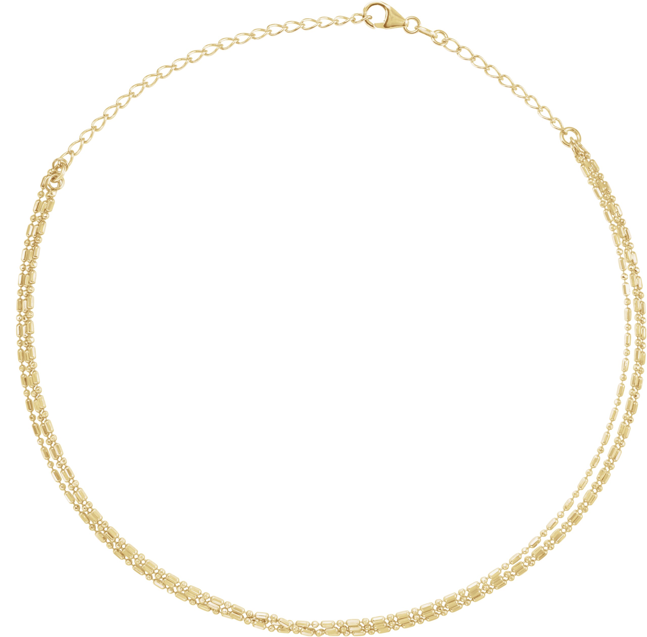 14K Yellow 3 Strand Bead Chain 13 16 inch Choker Ref. 14125278