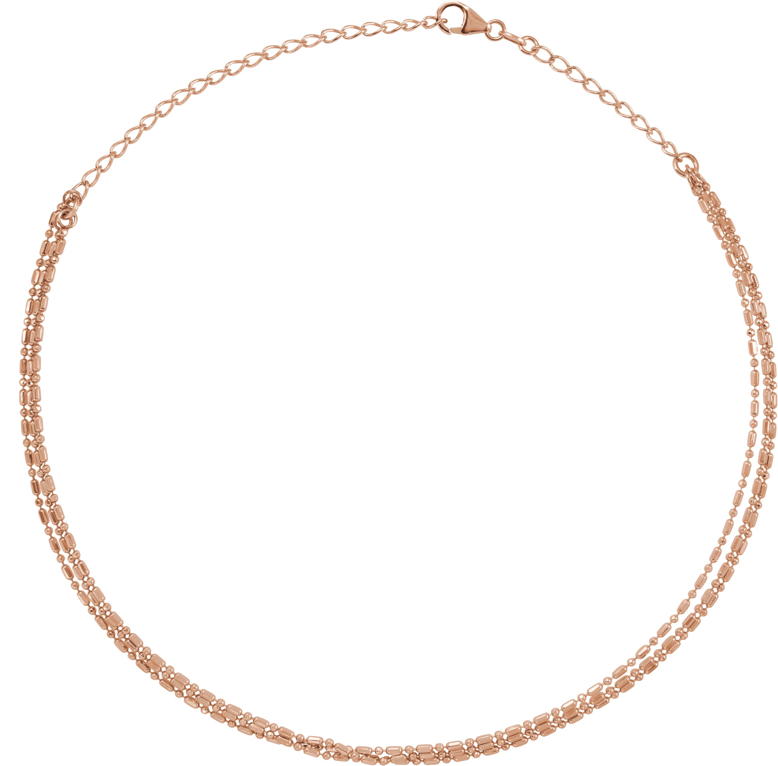 14K Rose 3-Strand Bead Chain 13-16" Choker 