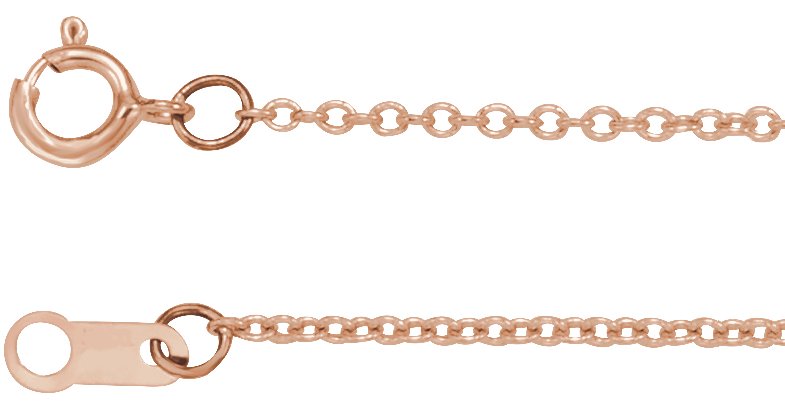 14K Rose 1 mm Cable 15" Chain