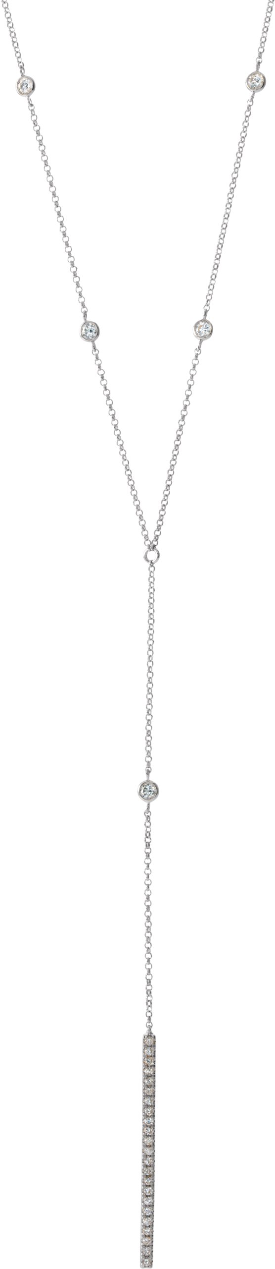 14K White 1/3 CTW Natural Diamond Bar 15-17" Y Necklace