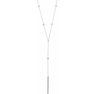 14K White 1/3 CTW Natural Diamond Bar Y 15-17" Necklace