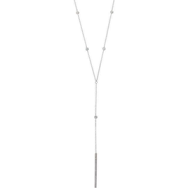 14K White 1/3 CTW Natural Diamond Bar Y 15-17" Necklace