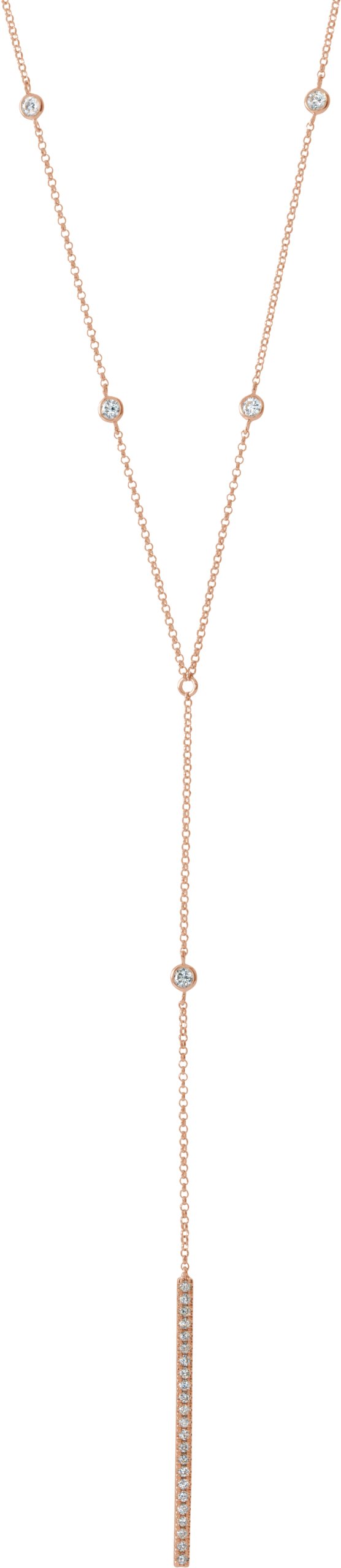 14K Rose 1/3 CTW Natural Diamond Bar 15-17 Y Necklace