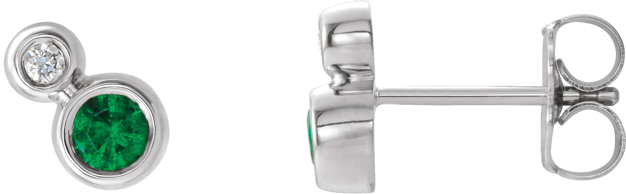 14K White Emerald & .03 CTW Diamond Earrings            
