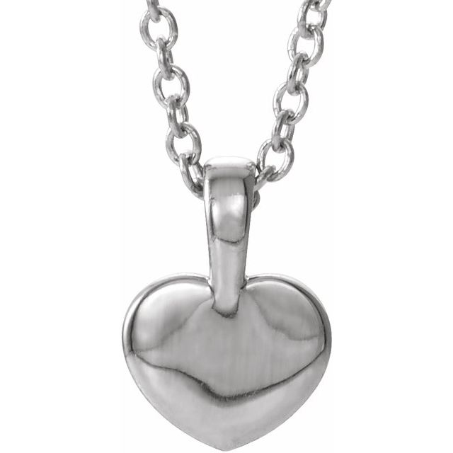 Sterling Silver .01 CT Natural Diamond Youth Heart 16 Necklace