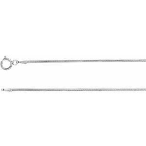 Rhodium-Plated Sterling Silver 1 mm Snake 18" Chain