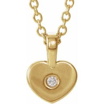 14K Yellow .01 CT Diamond Youth Heart 16 inch Necklace Ref. 14715762