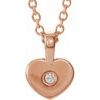 14K Rose .01 CT Diamond Youth Heart 16 inch Necklace Ref. 14715763