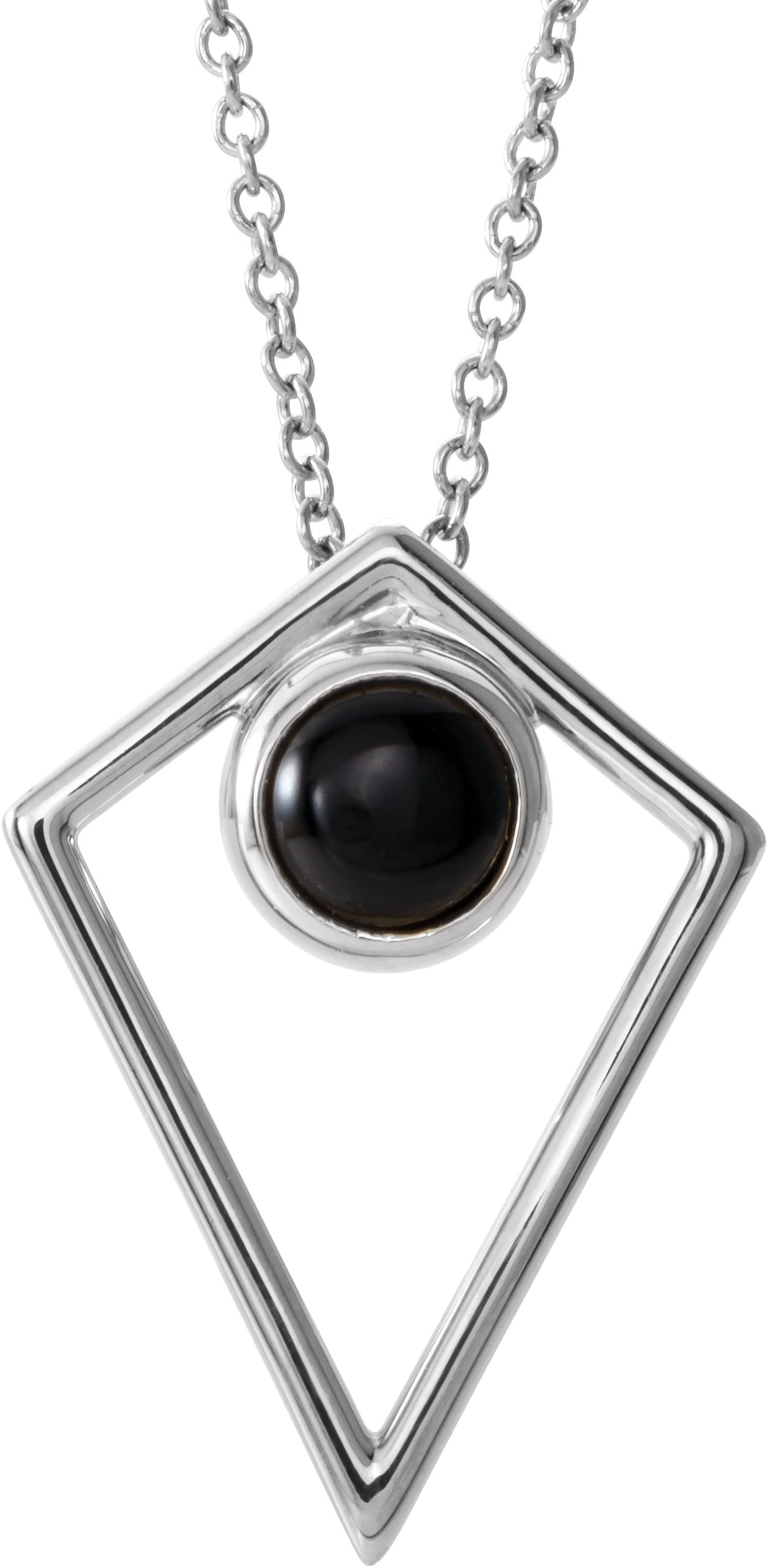 Sterling Silver Onyx Cabochon Pyramid 24" Necklace   