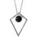 Sterling Silver Natural Black Onyx Cabochon Pyramid 16-18