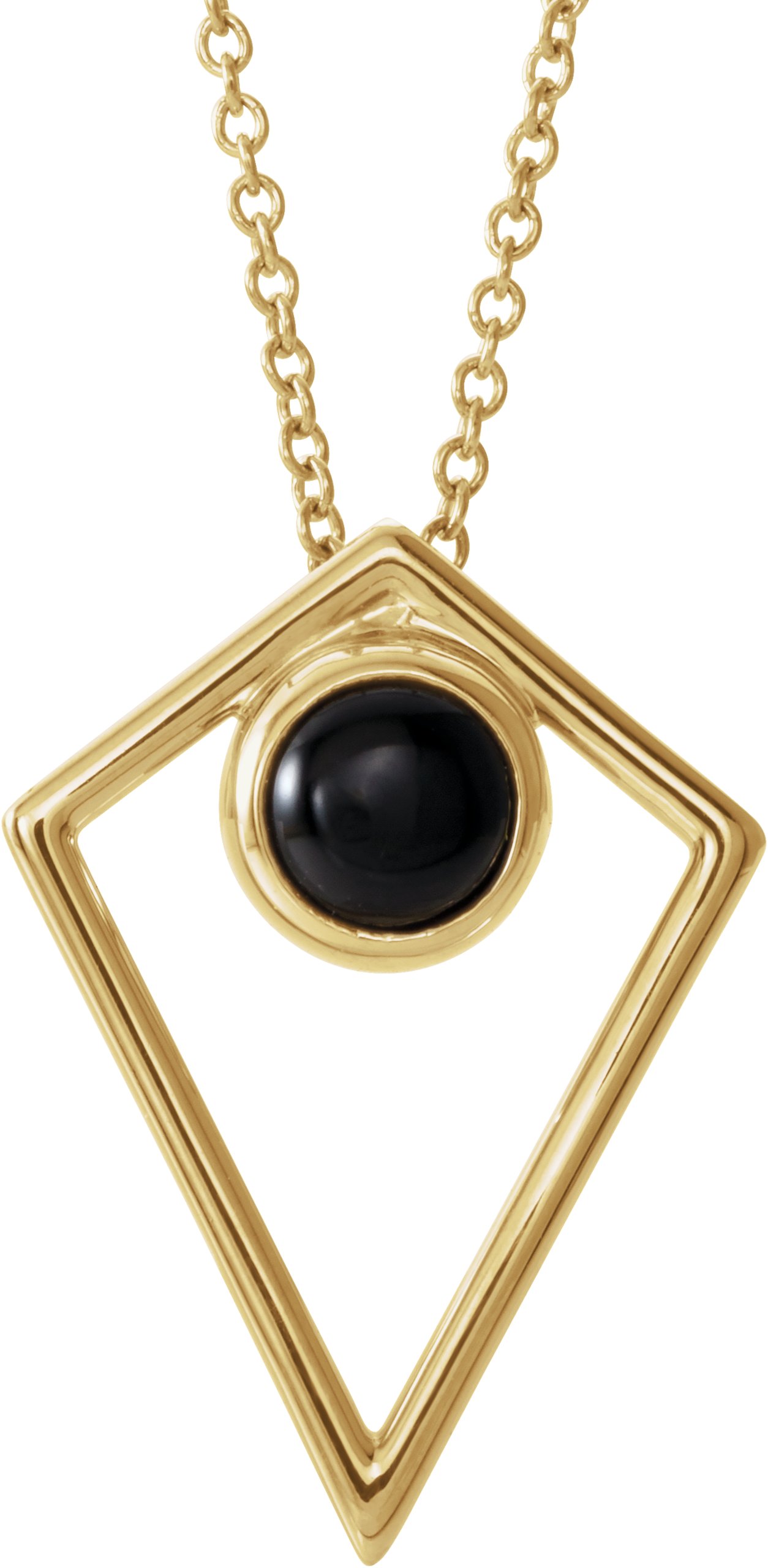 14K Yellow Onyx Cabochon Pyramid 24" Necklace   