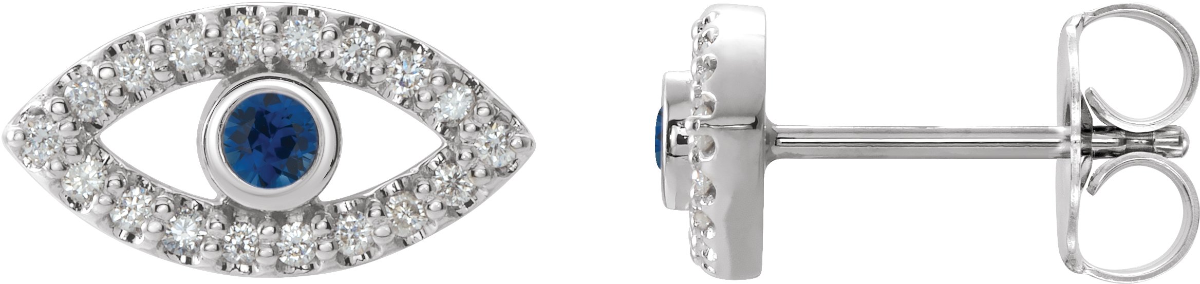 14K White Blue Sapphire and .167 CTW Diamond Earrings Ref. 14825086