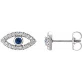 Sterling Silver Blue Sapphire & 1/6 CTW Diamond Earrings 