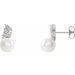 14K White Cultured Freshwater Pearl & 3/8 CTW Natural Diamond Earrings