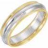 14K Yellow and White 6mm Two Tone Comfort Fit Milgrain Band Ref 434381