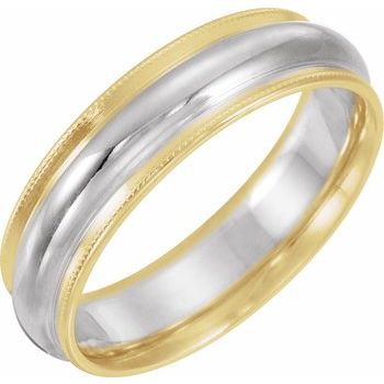 18KY and Platinum 6mm Wedding Band Size 7 Ref 233591