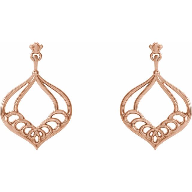14K Rose Vintage-Inspired Dangle Earrings   