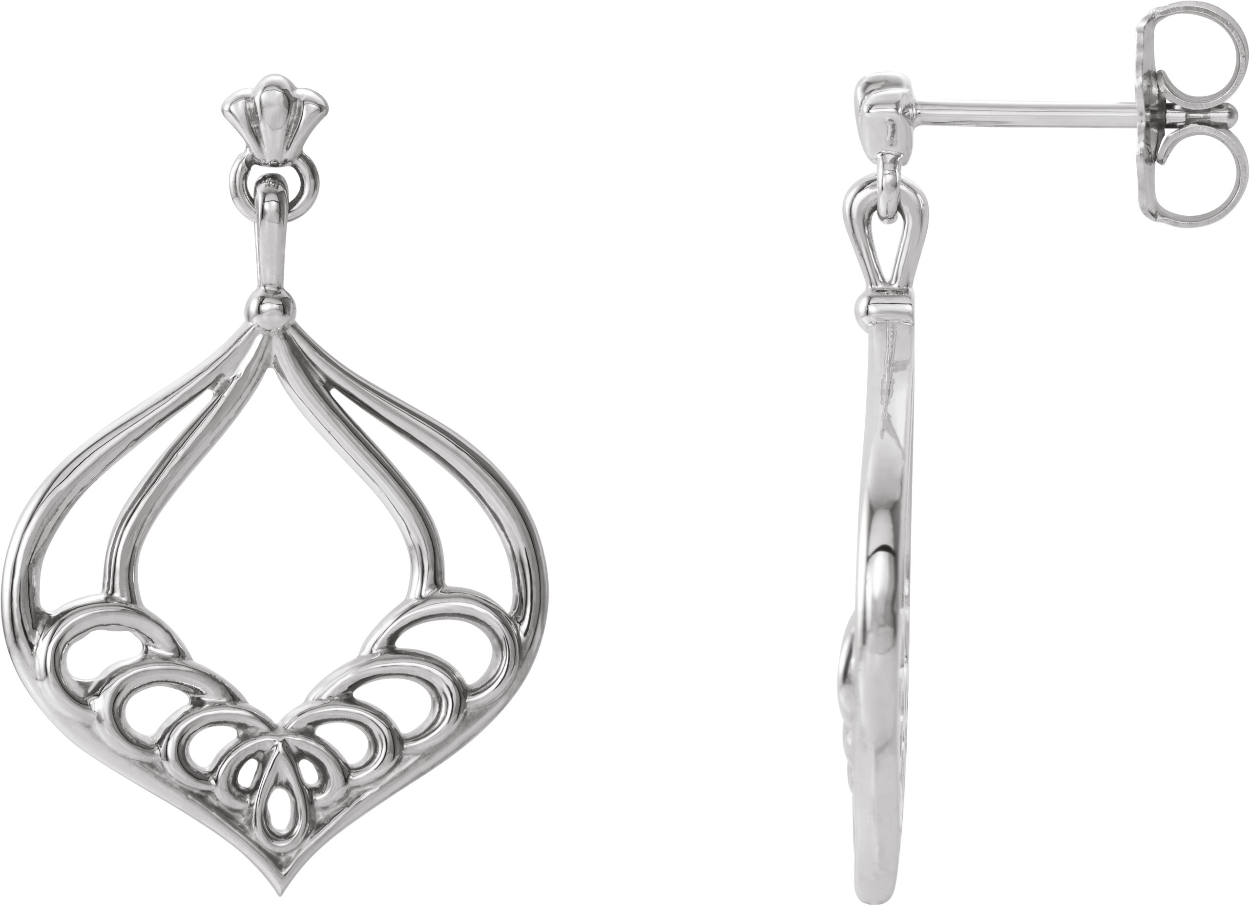 Platinum Vintage-Inspired Dangle Earrings   