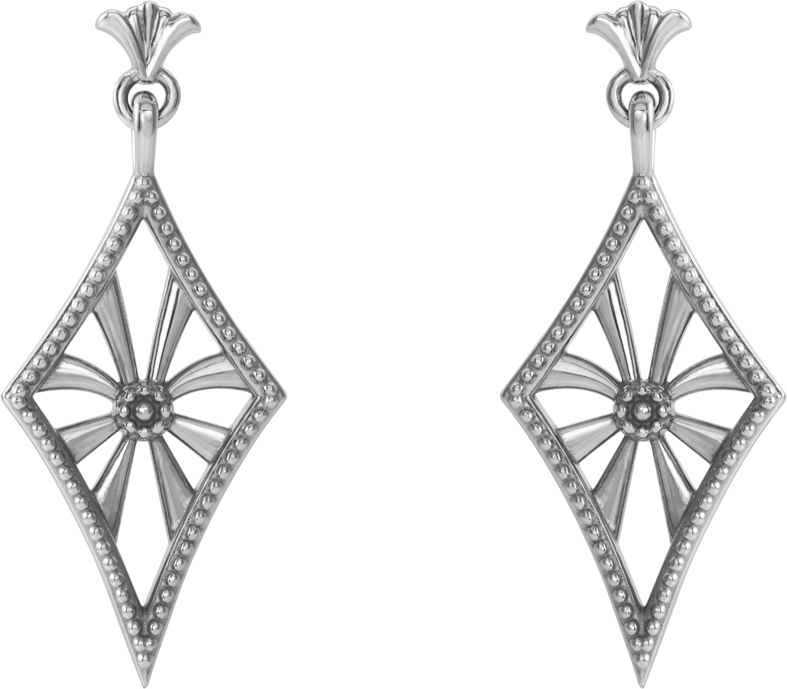 Platinum Vintage-Inspired Dangle Earrings   