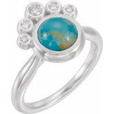 Sterling Silver Natural Kingman Turquoise & 1/8 CTW Natural Diamond Ring