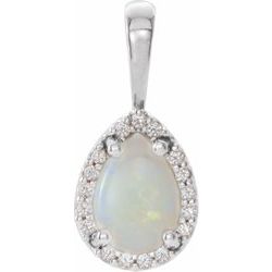 Pear 4-Prong Halo-Style Cabochon Pendant