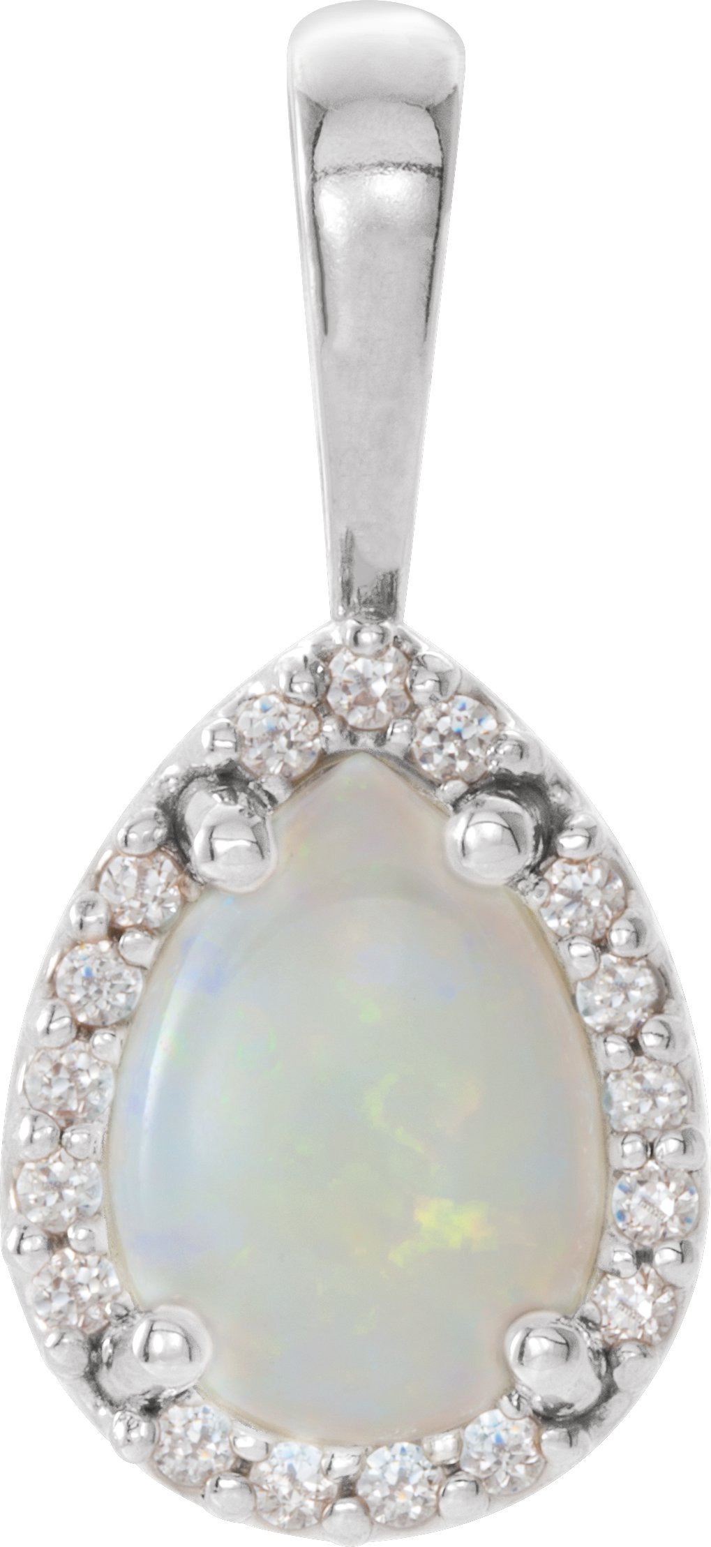Pear 4-Prong Halo-Style Cabochon Pendant