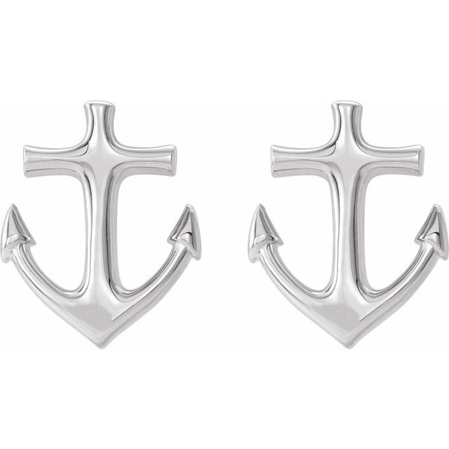 Sterling Silver Anchor Earrings  