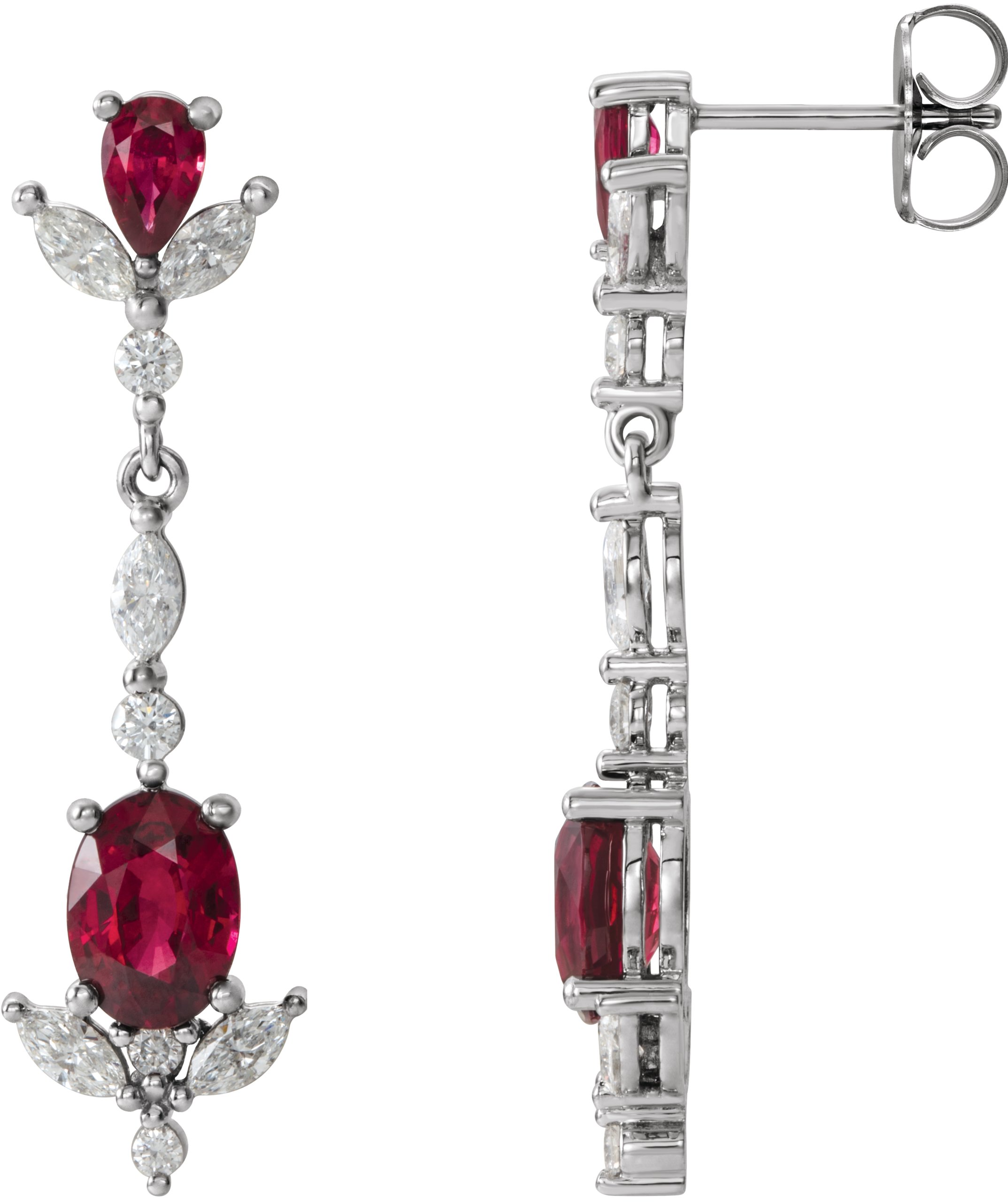 14K White Ruby and .75 CTW Diamond Dangle Earrings Ref 15005599