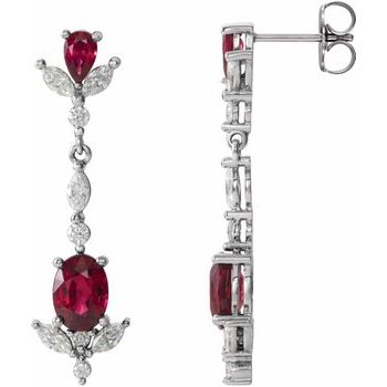 Sterling Silver Ruby and .75 CTW Diamond Dangle Earrings Ref 15005596
