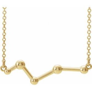 14K Yellow Constellation Bar 18" Necklace 