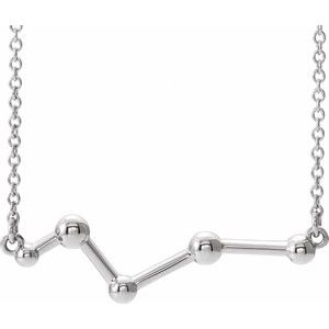 14K White Constellation Bar 18" Necklace 
