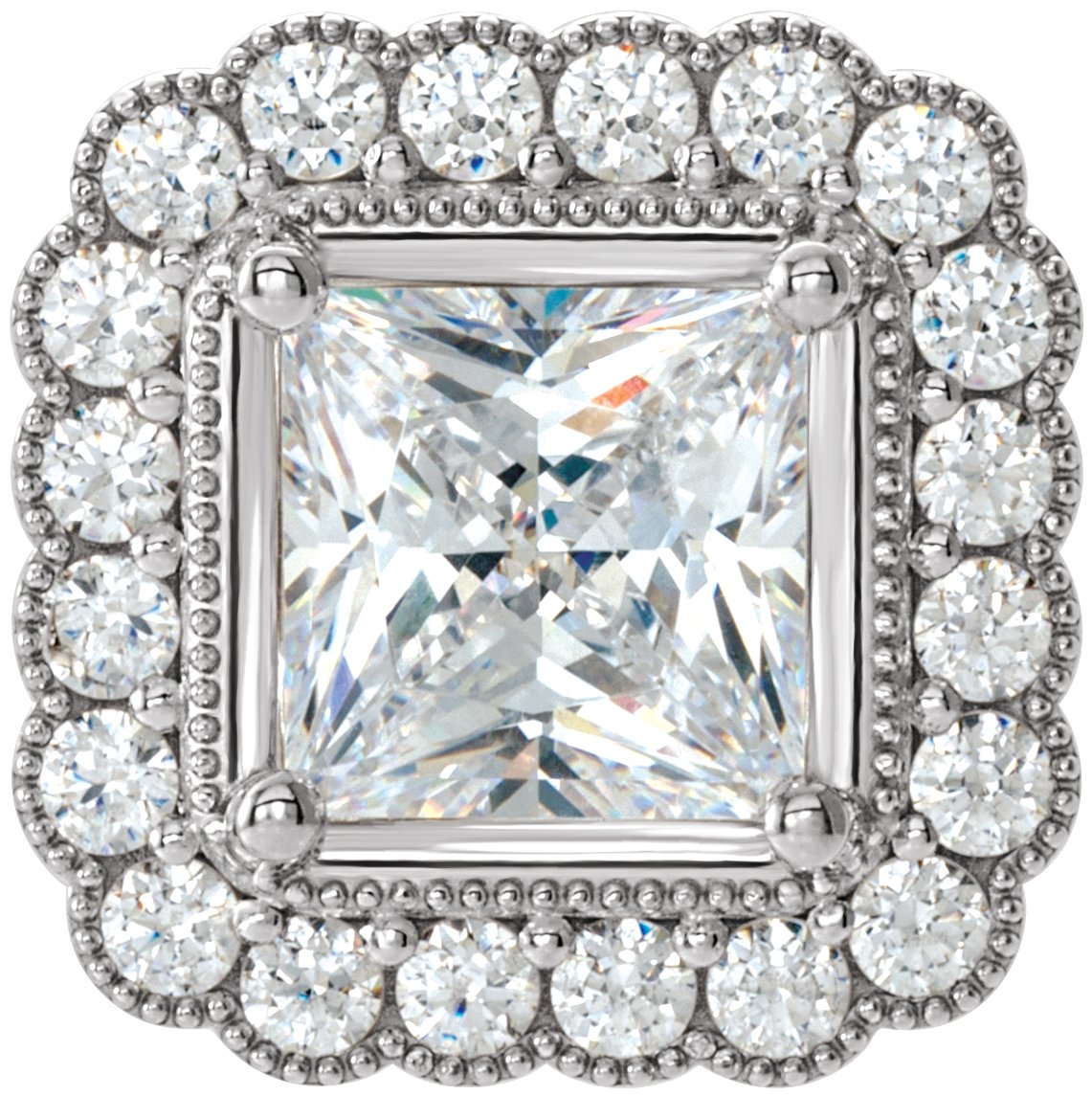 Square 4-Prong Halo-Style Peg Setting  