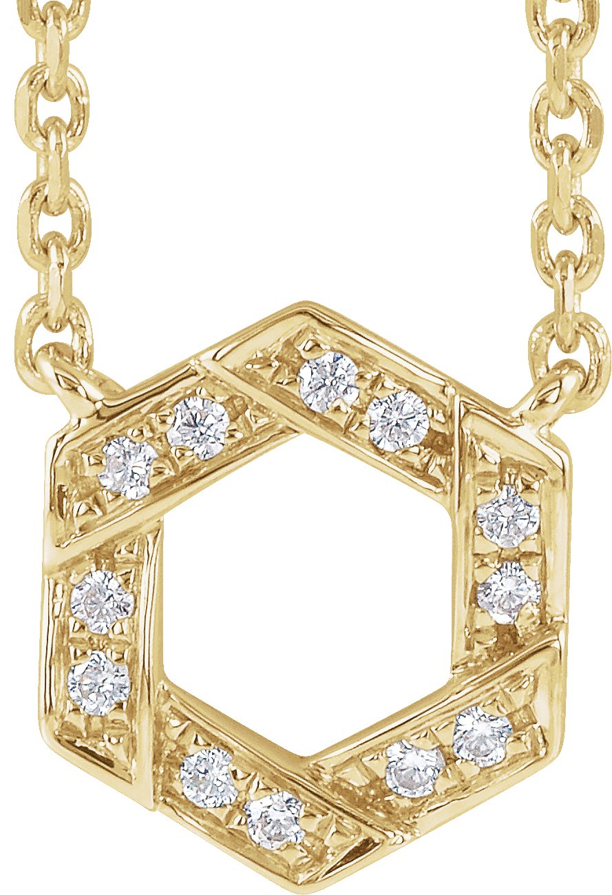 14K Yellow .06 CTW Natural Diamond Geometric 16-18" Necklace