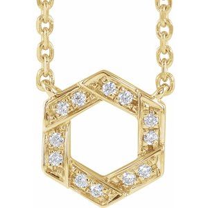 14K Yellow .06 CTW Natural Diamond Geometric 16-18" Necklace