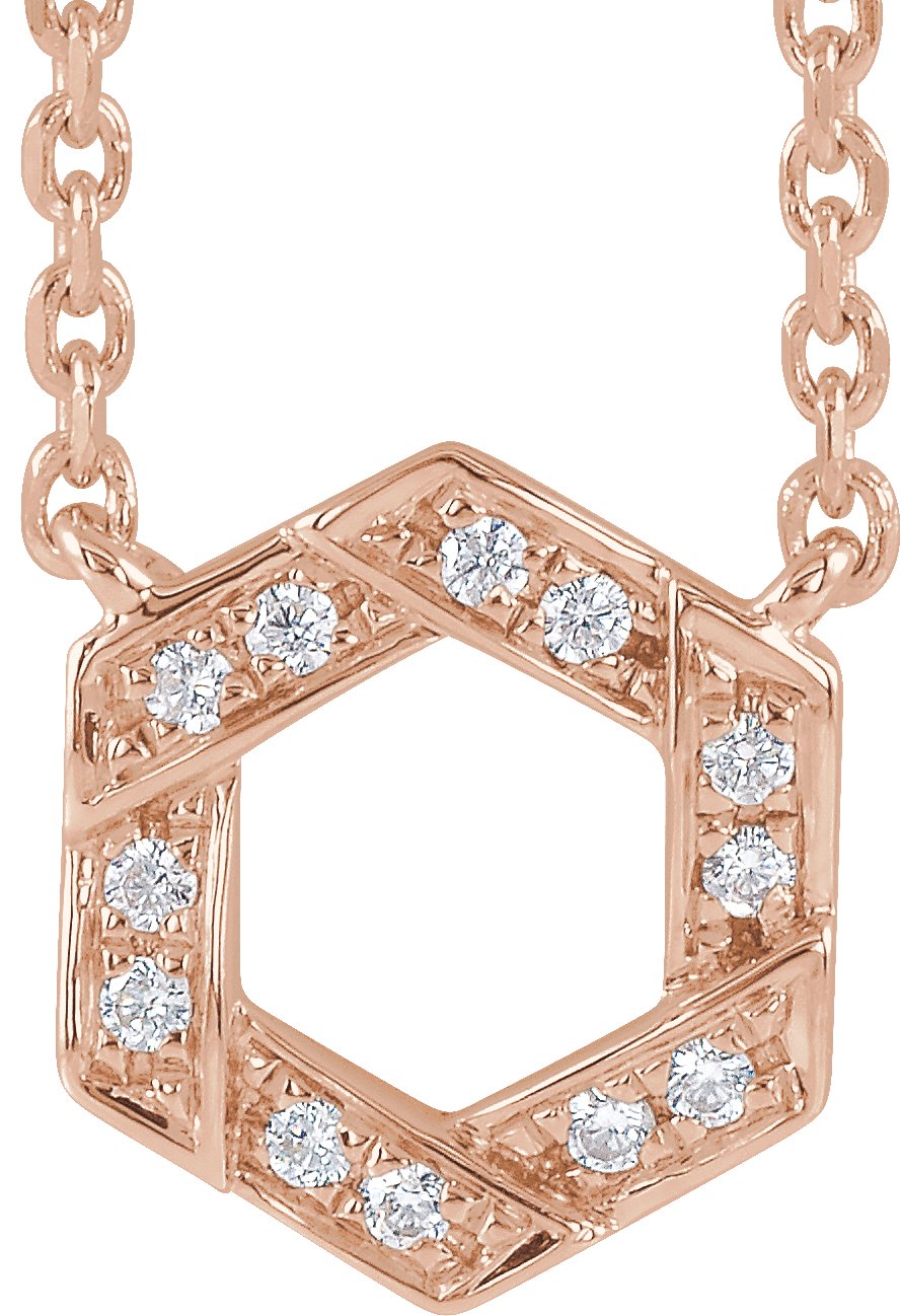 14K Rose .06 CTW Diamond Geometric 16-18" Necklace  