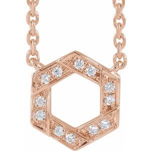 14K Rose .06 CTW Diamond Geometric 16-18" Necklace  