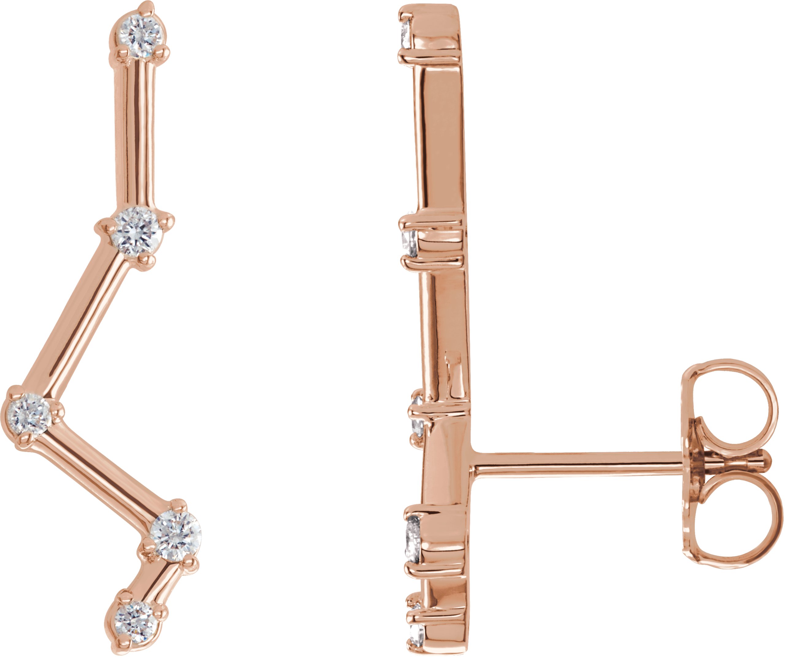 14K Rose .10 CTW Diamond Constellation Earring Climbers Ref. 14858781