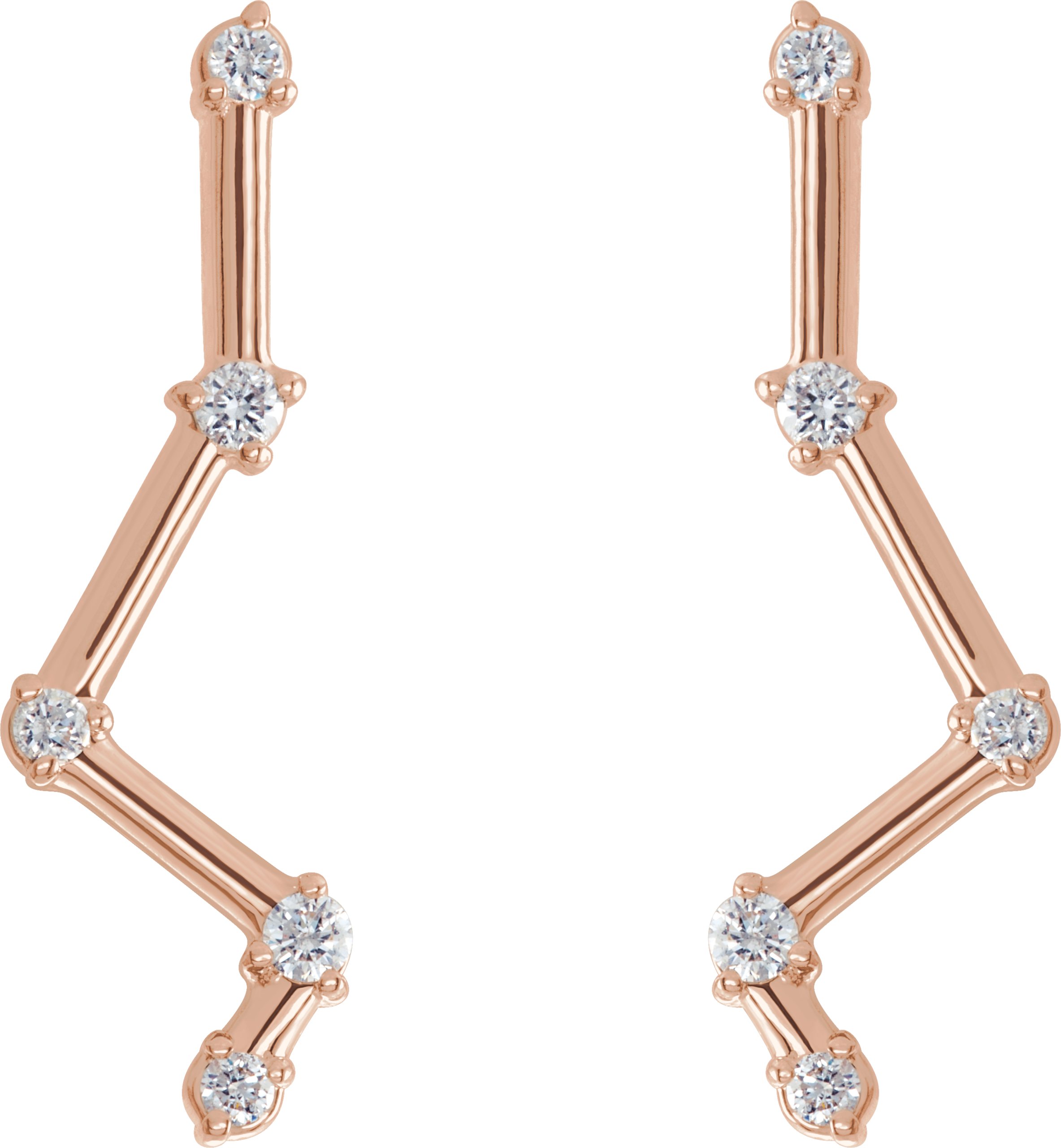 14K Rose 1/10 CTW Natural Diamond Constellation Ear Climbers