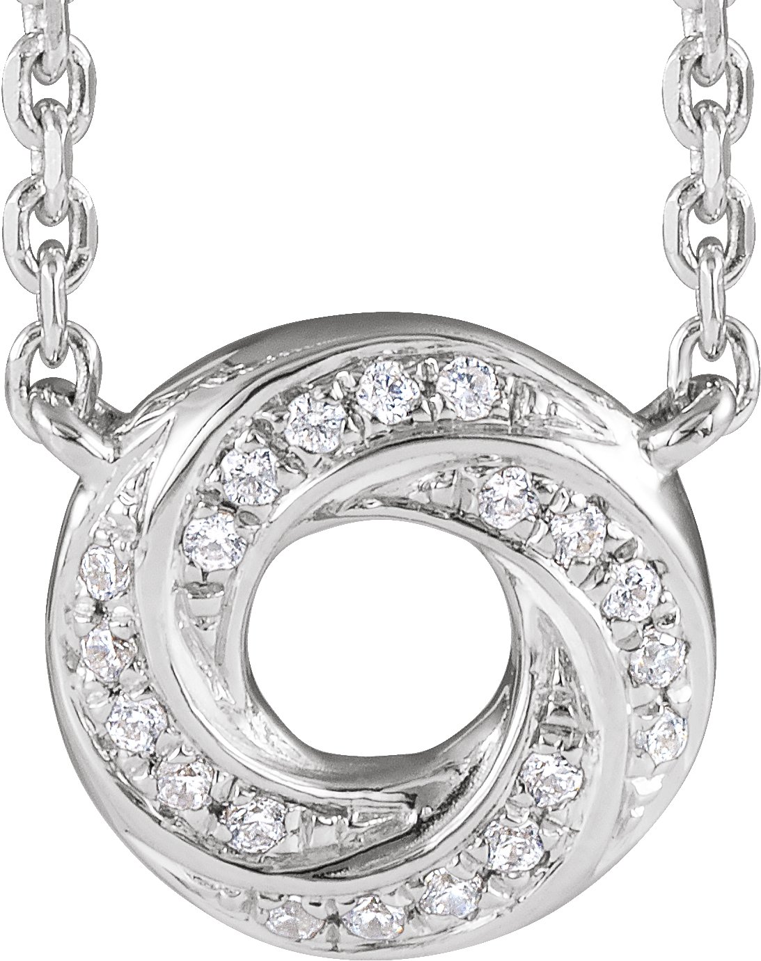 14K White .06 CTW Natural Diamond Geometric 18" Necklace 